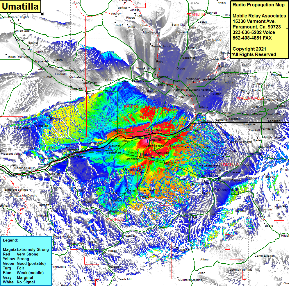 heat map radio coverage Umatilla